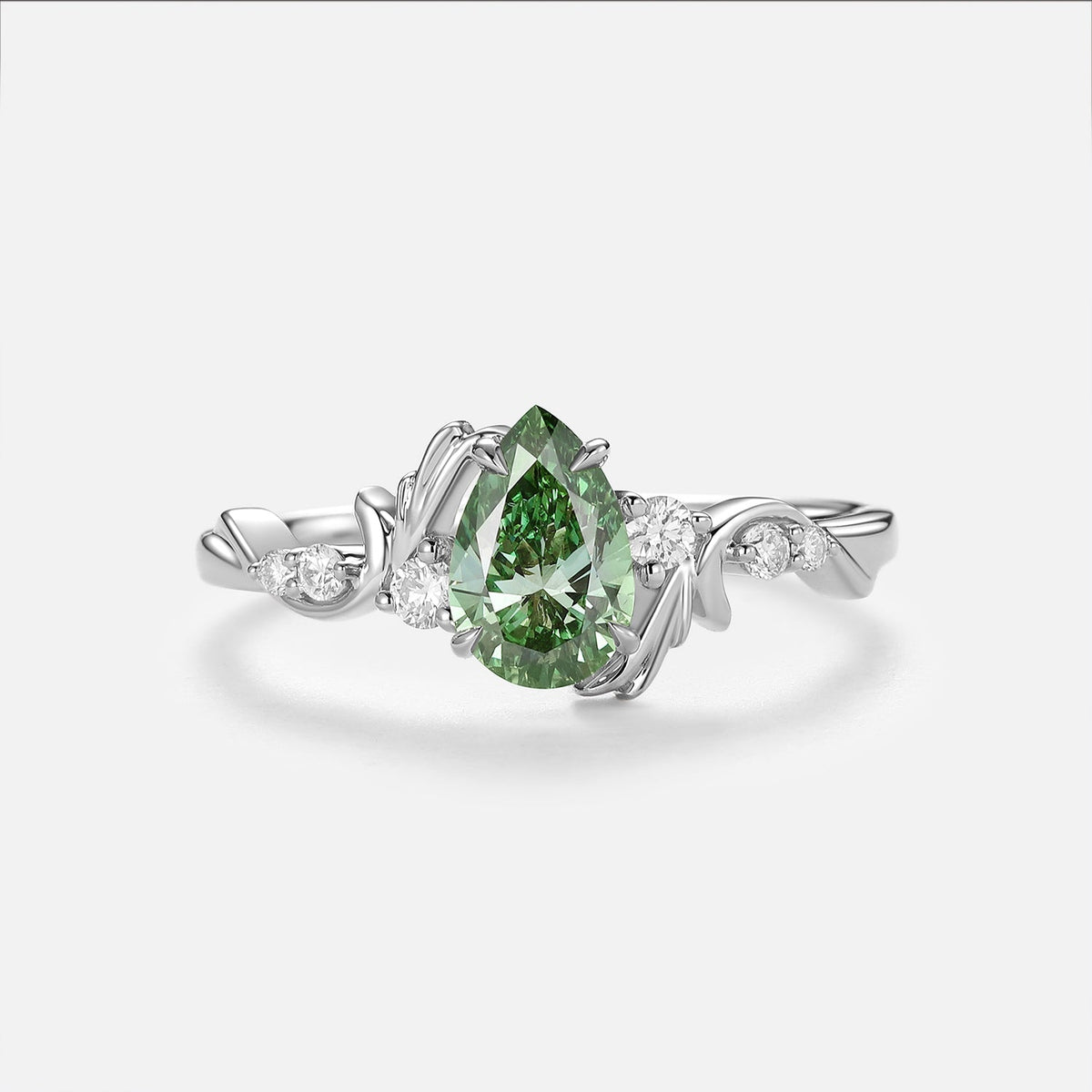 Pear Cut Lab Green Sapphire Engagement Ring - Arden