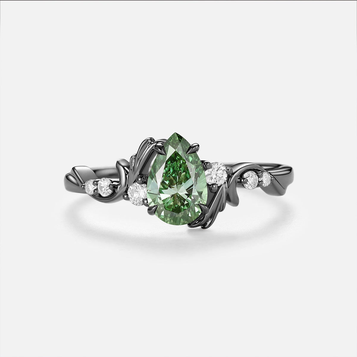 Pear Cut Lab Green Sapphire Engagement Ring - Arden