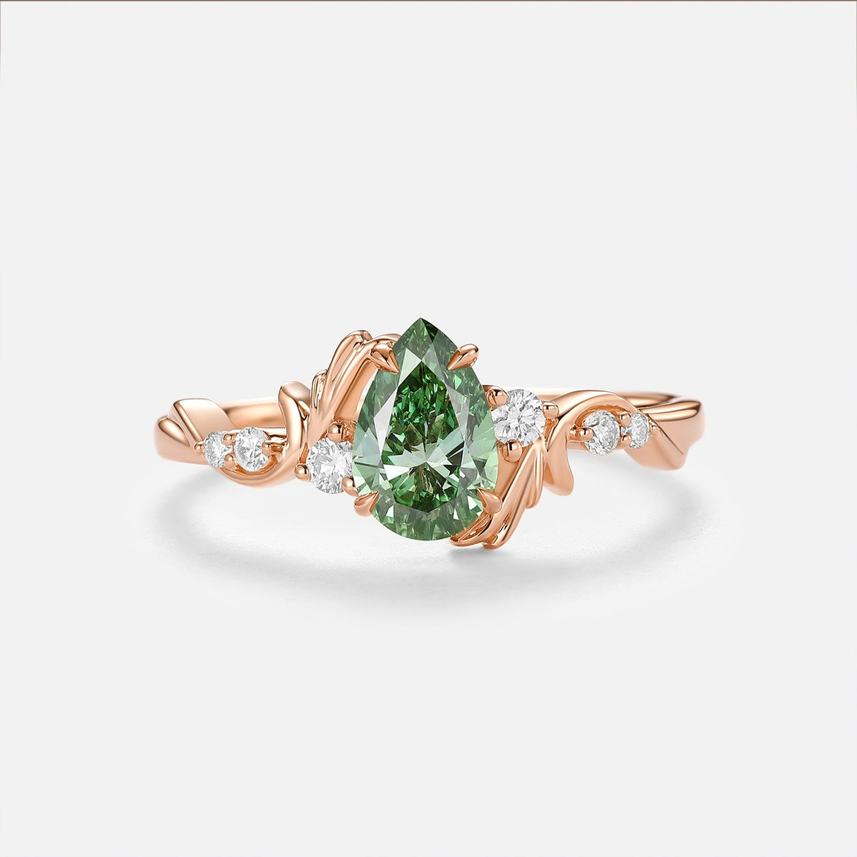 Pear Cut Lab Green Sapphire Engagement Ring - Arden