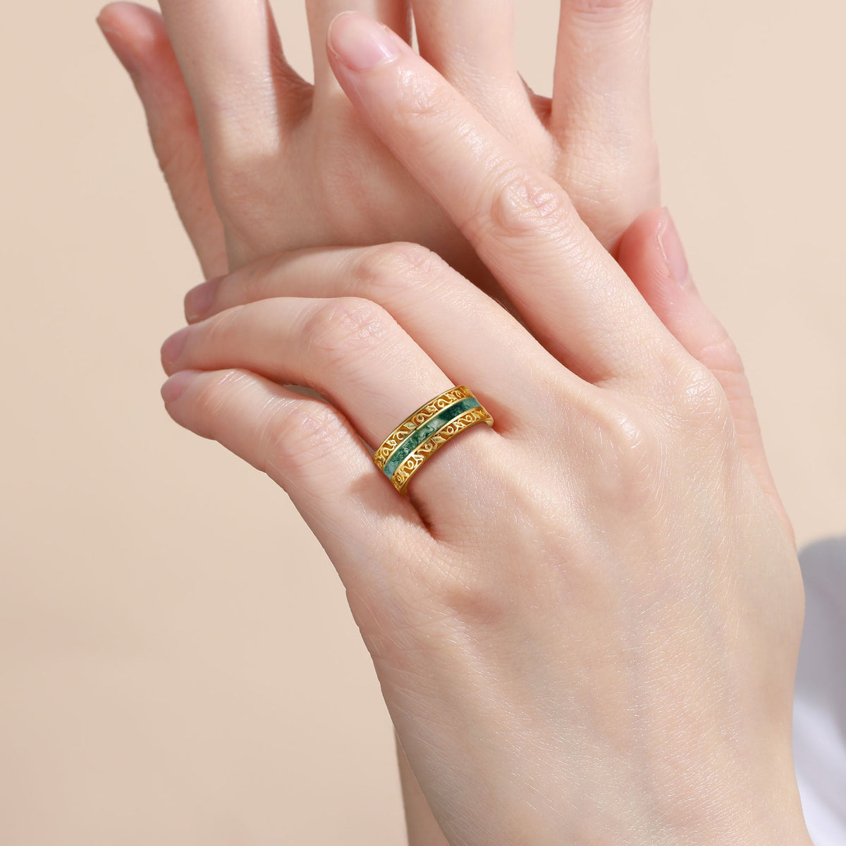 6mm Moss Agate Couple Men's Wedding Band
