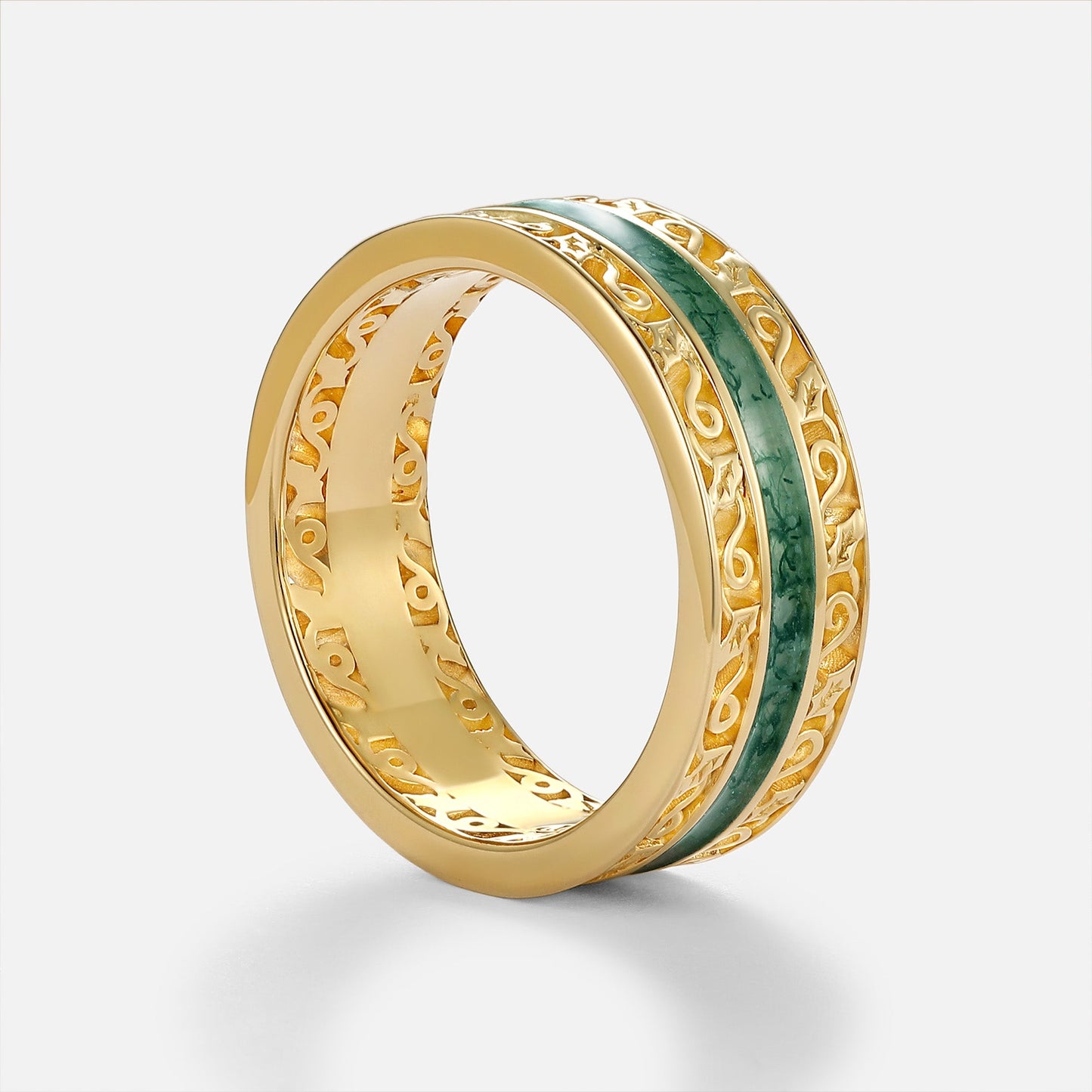 6mm Moss Agate Couple Men's Wedding Band