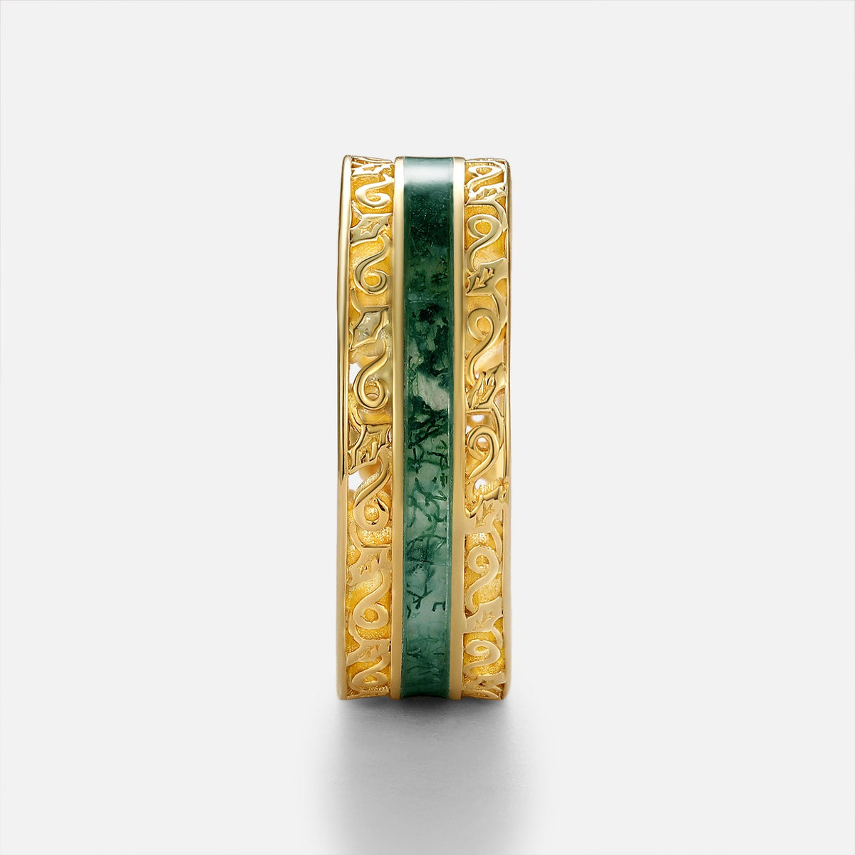 6mm Moss Agate Couple Men's Wedding Band