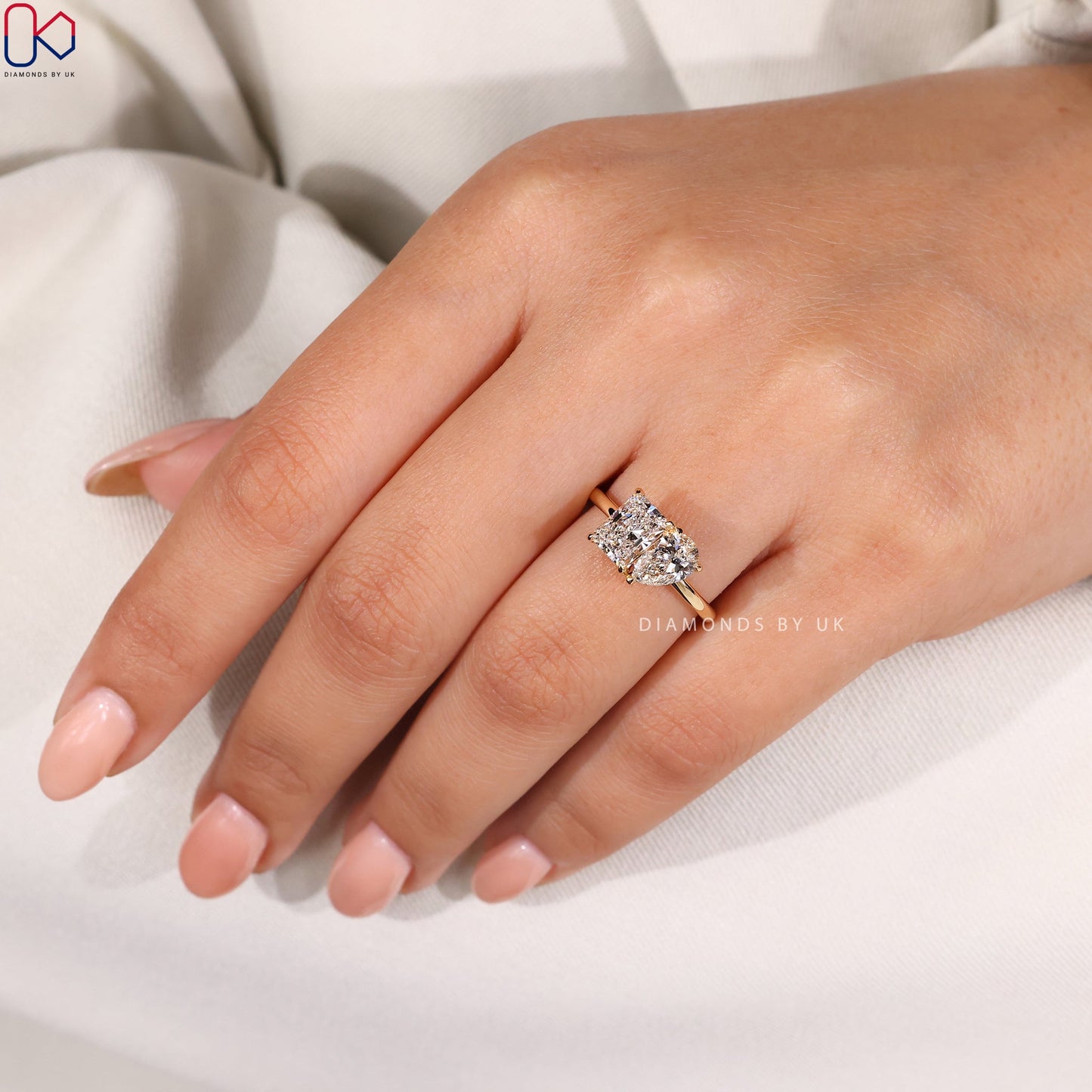 Radiant and Pear Cut Toi Et Moi Ring