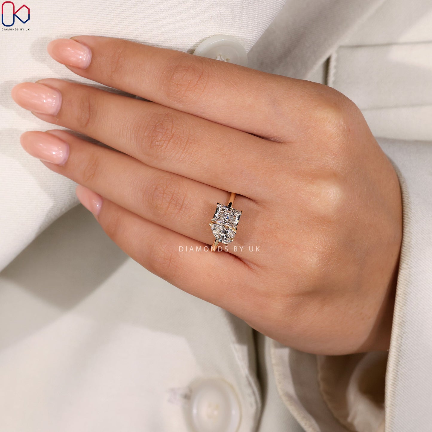 Radiant and Pear Cut Toi Et Moi Ring