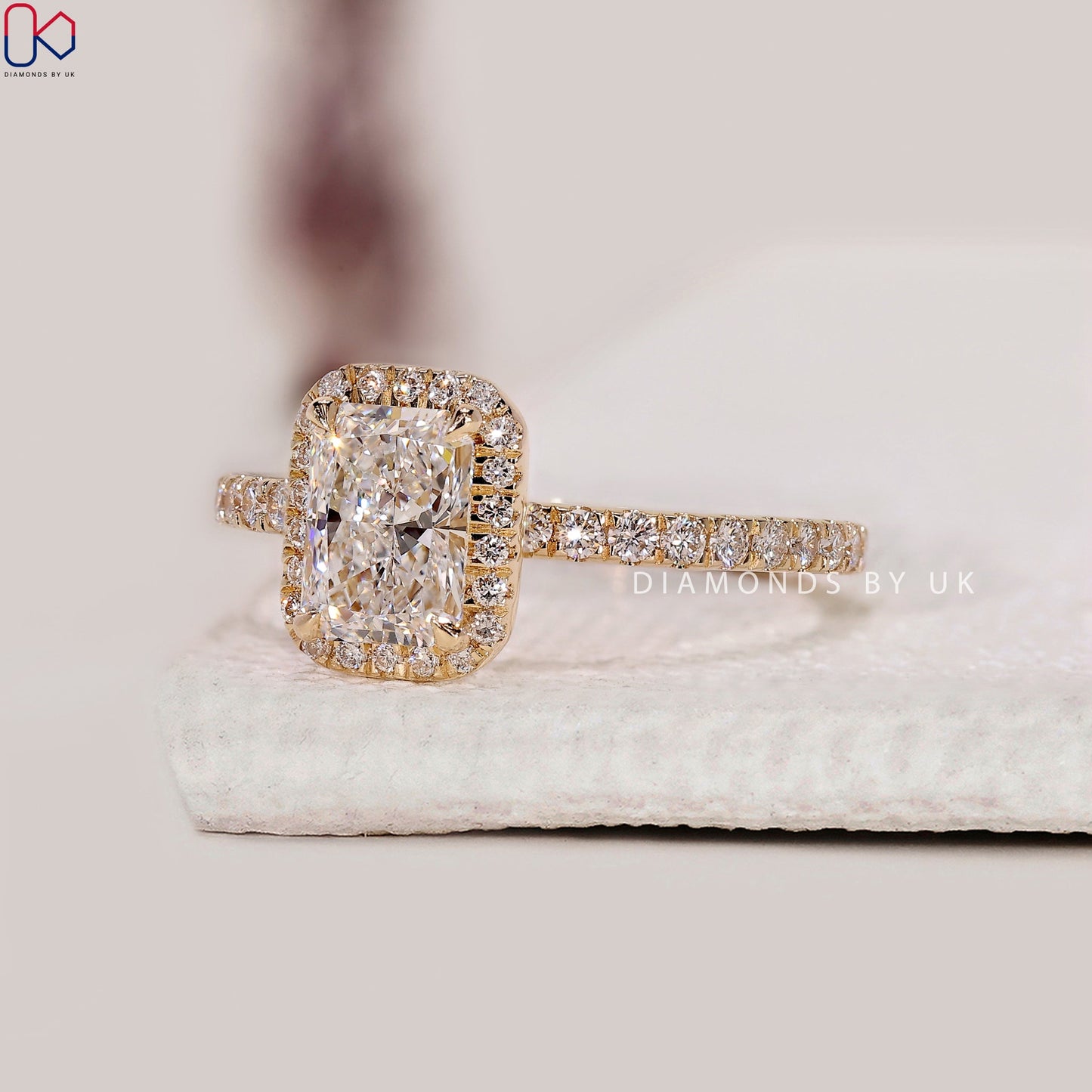 Radiant Cut Engagement Ring With Halo Setting