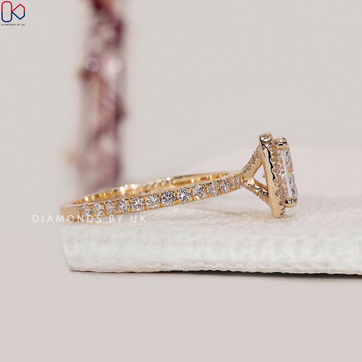 Radiant Cut Engagement Ring With Halo Setting