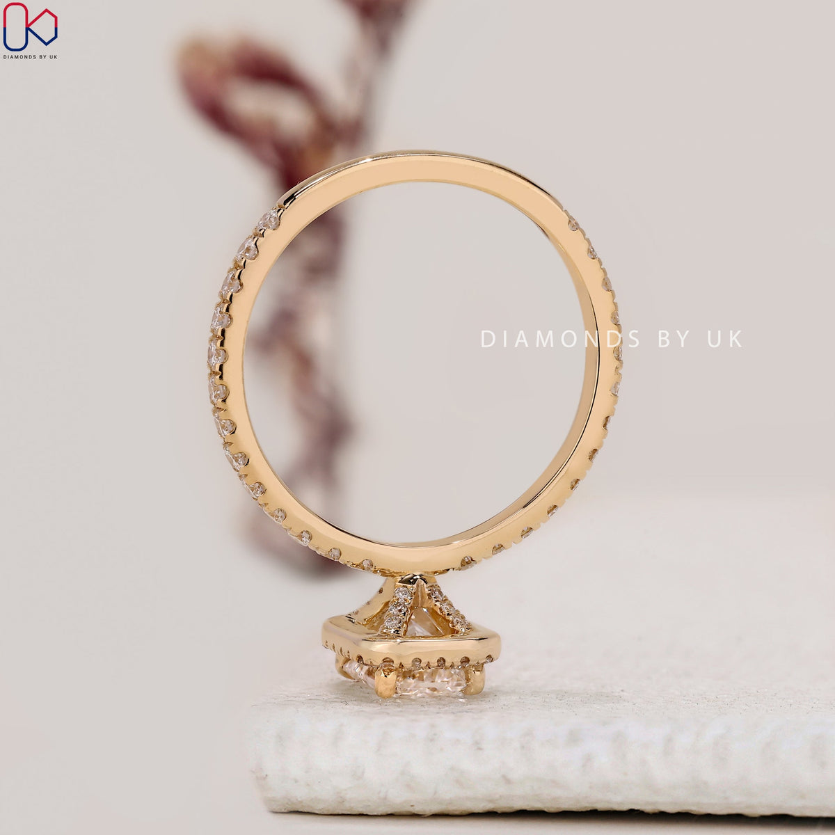 Radiant Cut Engagement Ring With Halo Setting