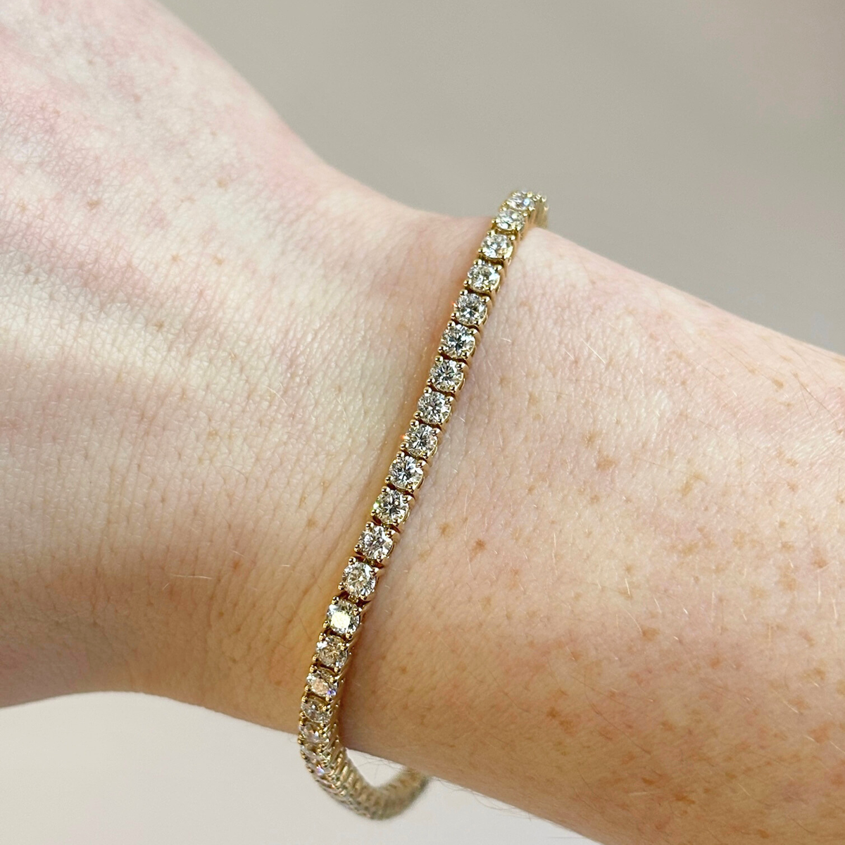 5.60 CTW Lab-Grown Diamond Tennis Bracelet | 14K Yellow and White Gold
