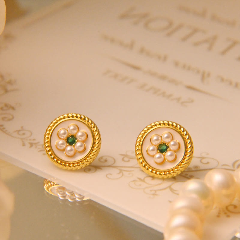 Fortune Jewel Enamel Flower Luck Earrings