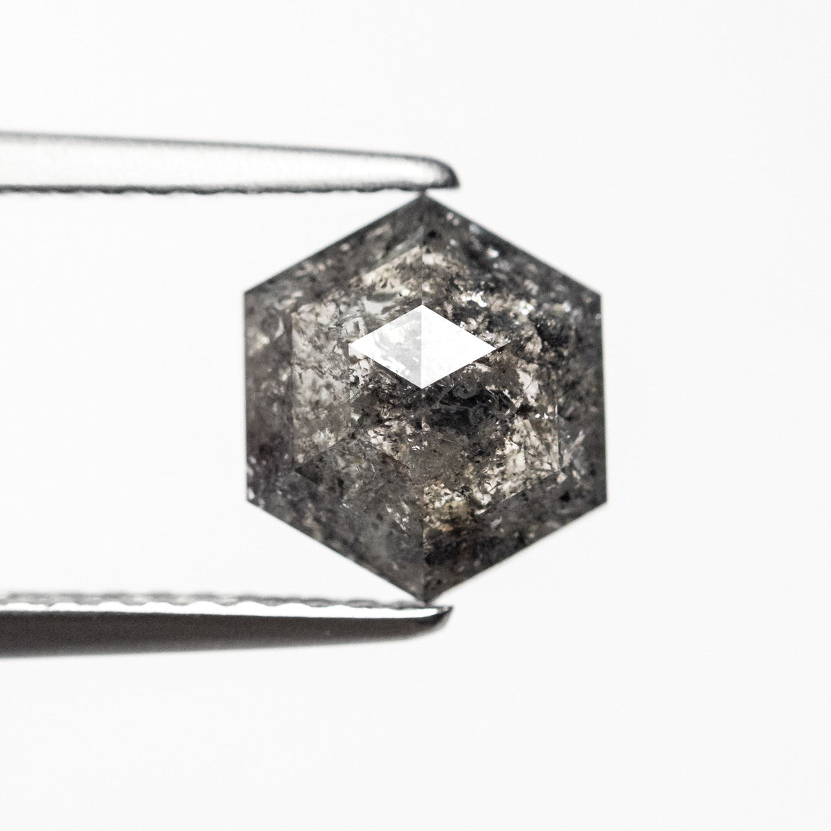 1.39 Carat Salt and Pepper Rose Cut Hexagon Diamond
