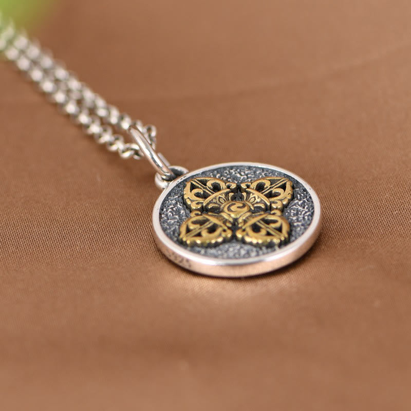 Fortune Jewel 925 Sterling Silver Double Dorje Vajra Blessing Necklace Pendant