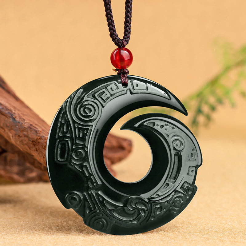 Fortune Jewel One's Luck Improves Design Patern Natural Hetian Cyan Jade Success Necklace Pendant