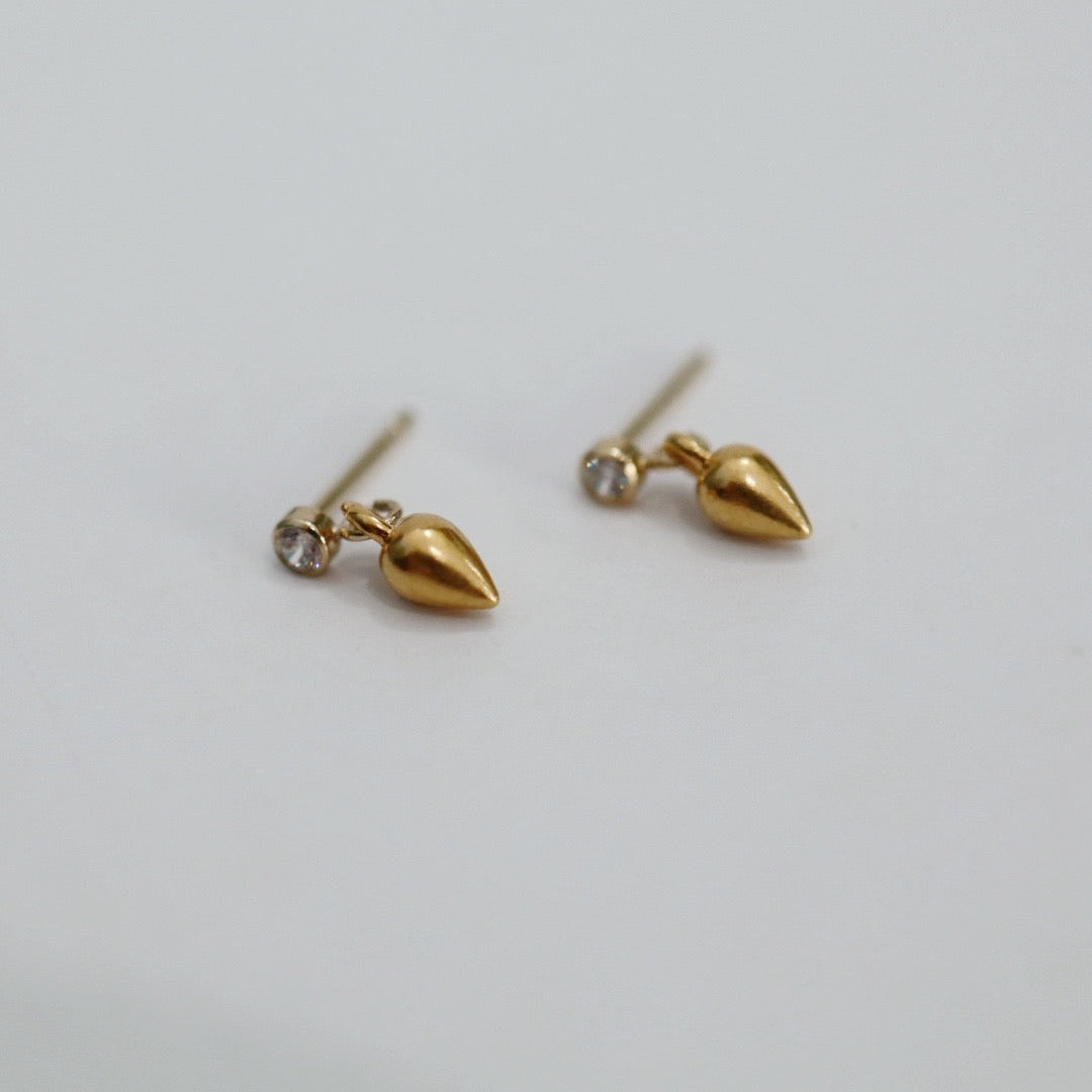 Dainty Spike and Cubic Zirconia Earrings in 14 Karat Gold Fill