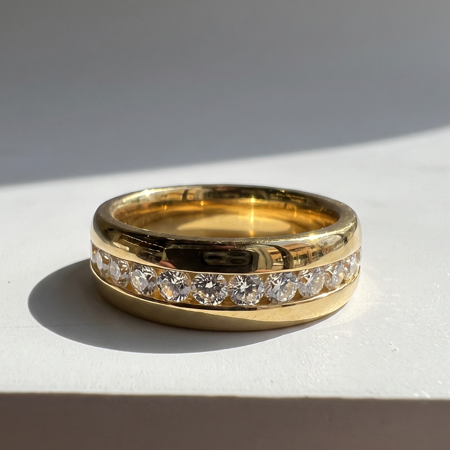Channel Set Half Eternity Men's Band | Round Brilliant Cut