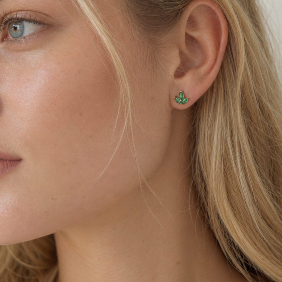 The Petal Studs | Natural Emerald