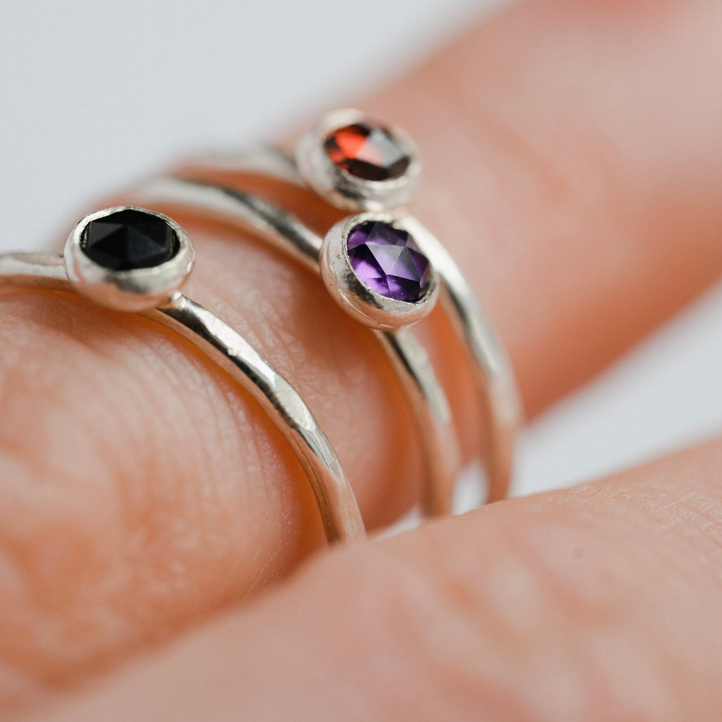 Garnet Gemstone Stacking Ring in Sterling Silver / Ready to ship in 5 and 8