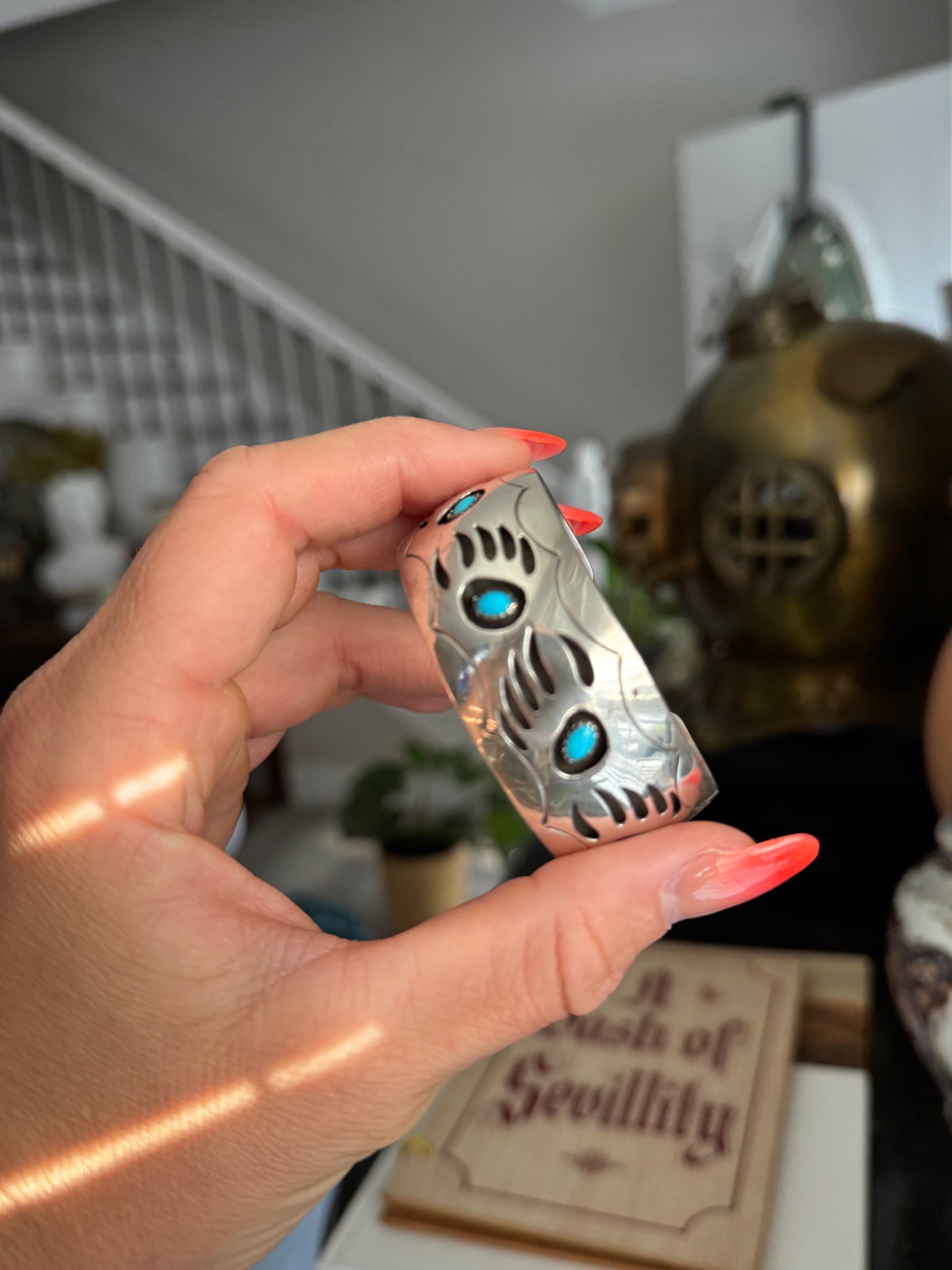 Vintage Sterling Silver Bear Claw Cuff