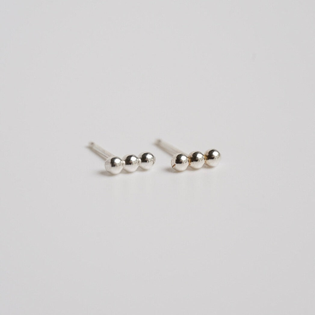 Sterling Silver Triple Ball Stud Earrings