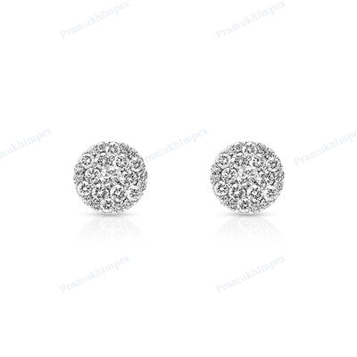 Round Shape Moissanite Diamond Pushback Earrings