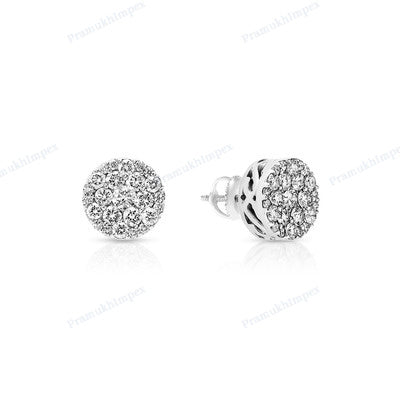 Round Shape Moissanite Diamond Pushback Earrings
