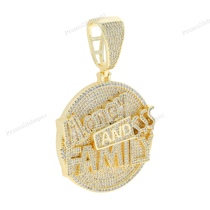 Moissanite Sterling Silver Baguette Money and Family Pendant