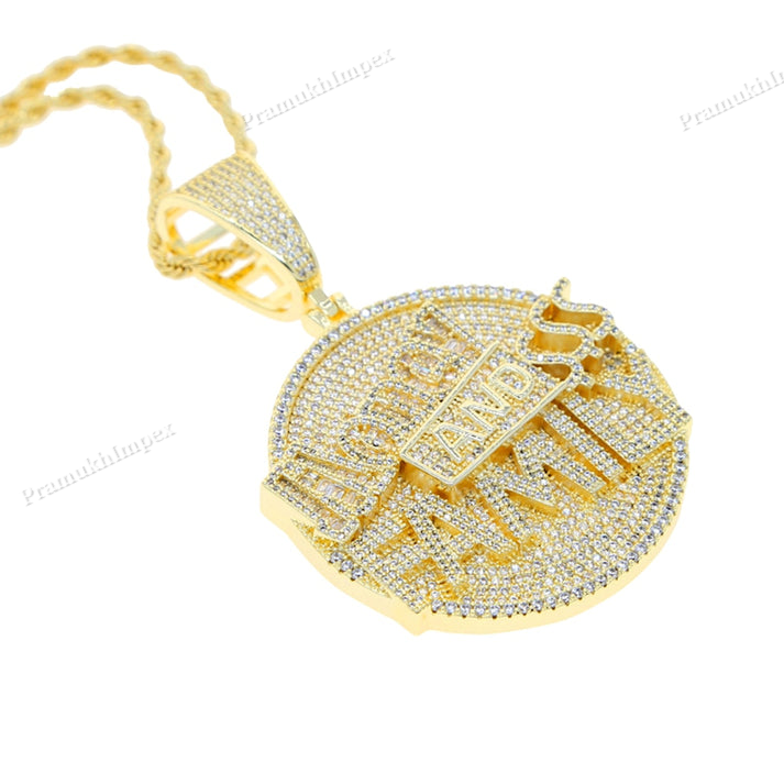 Moissanite Sterling Silver Baguette Money and Family Pendant