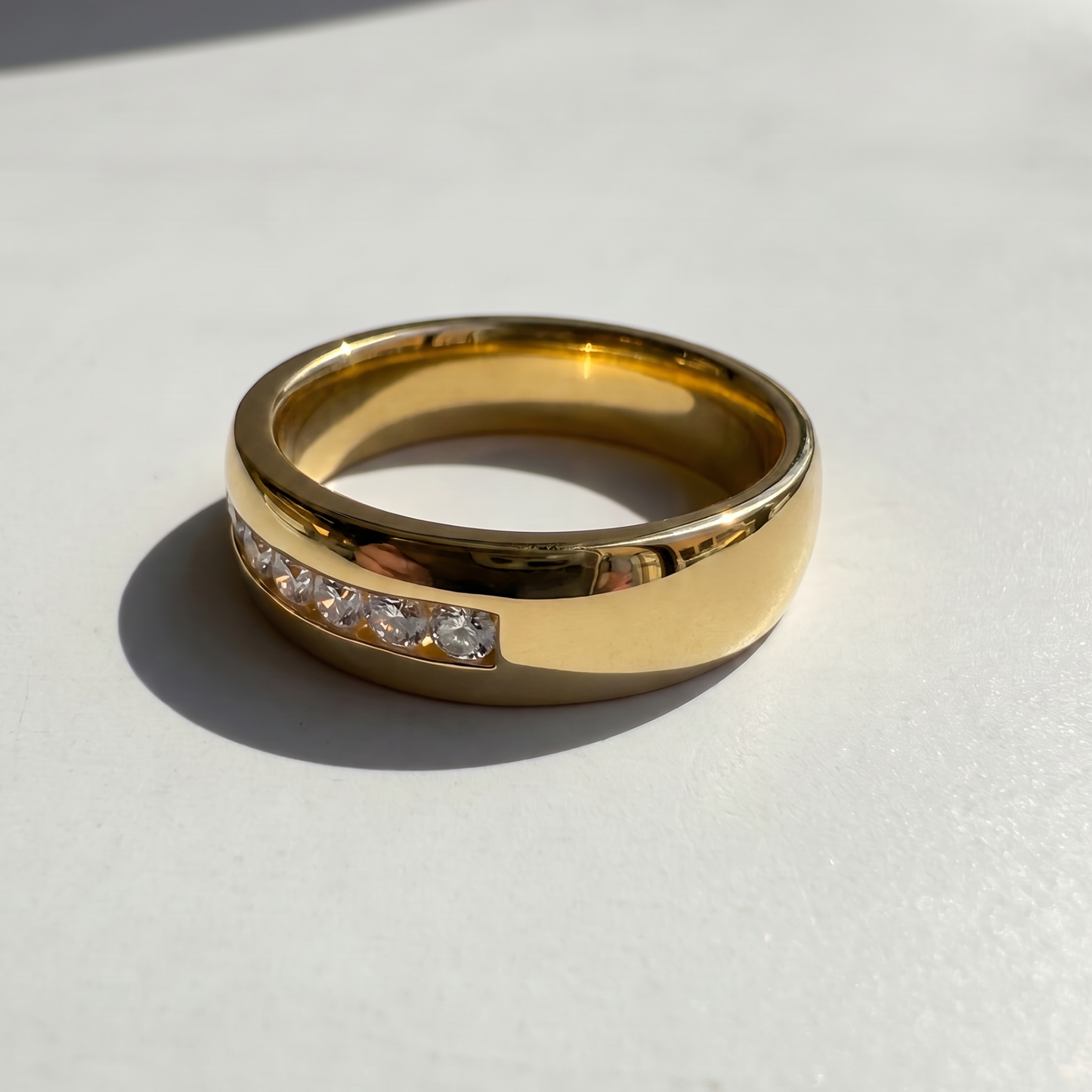 Channel Set Half Eternity Men's Band | Round Brilliant Cut