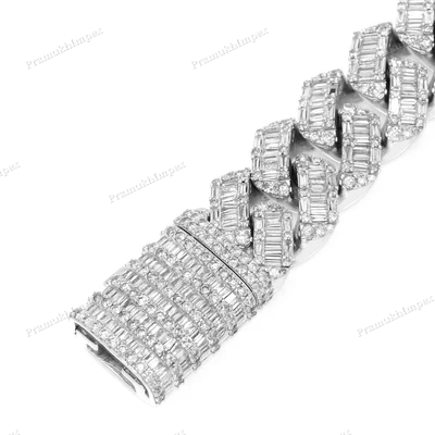 Baguette Moissanite Cuban Bracelet For Men