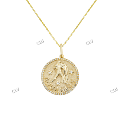 Fashion Coin Sine Moissanite Silver Pendant Necklace