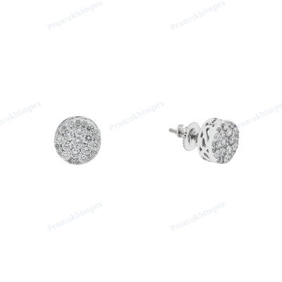 Iced Out Silver Push Back Earring