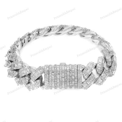 Baguette Moissanite Cuban Bracelet For Men