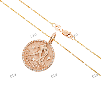 Fashion Coin Sine Moissanite Silver Pendant Necklace