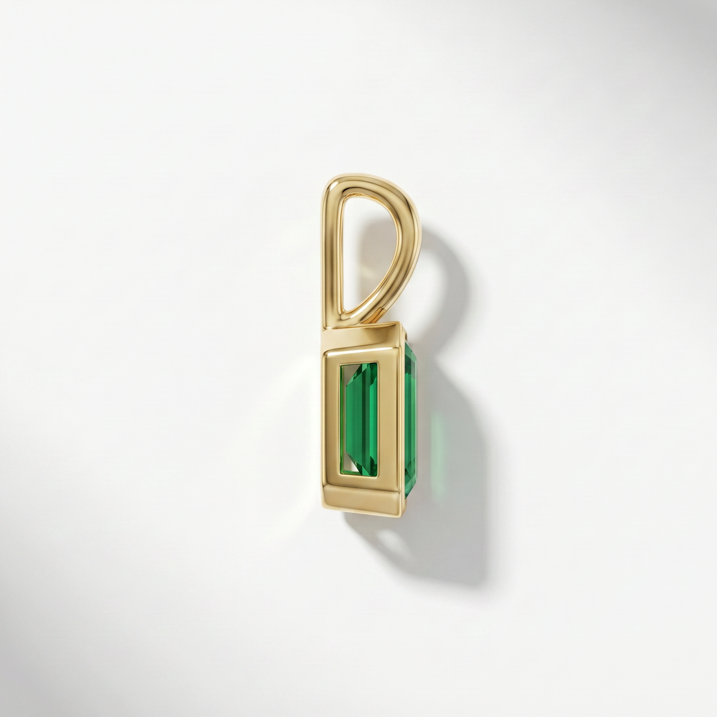 The Bezel Set Emerald Pendant | 14K Yellow Gold