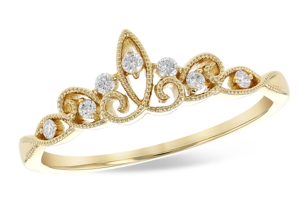 14K Yellow Gold Diamond Tiara Ring