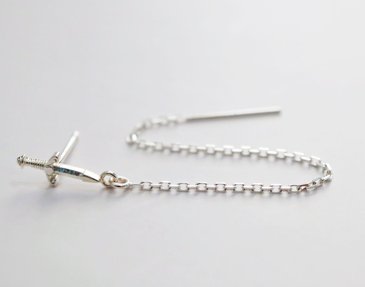 Sterling Silver Sword Threader Earring / SINGLE EARRING
