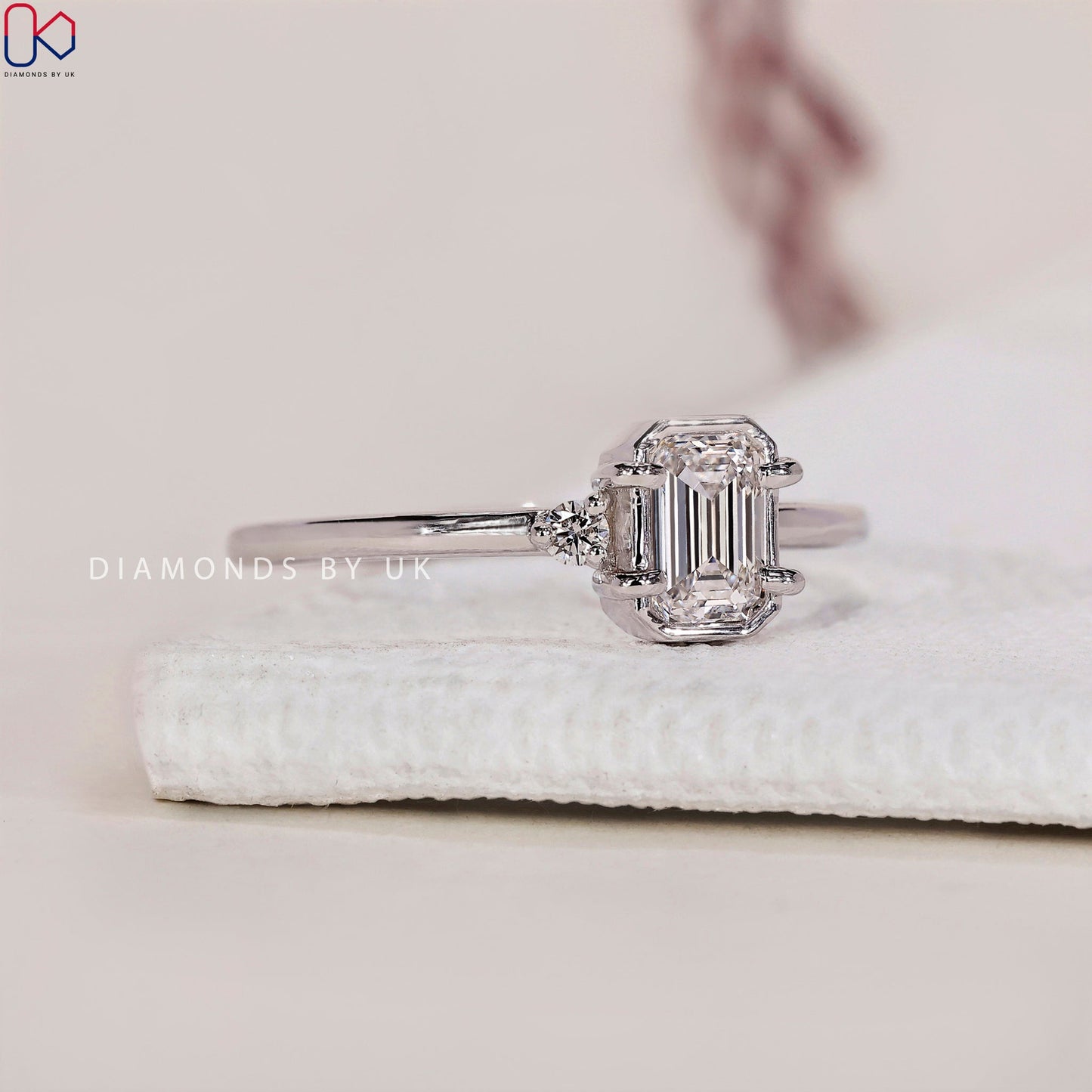 2 Stone Diamond Ring - Round and Emerald Cut