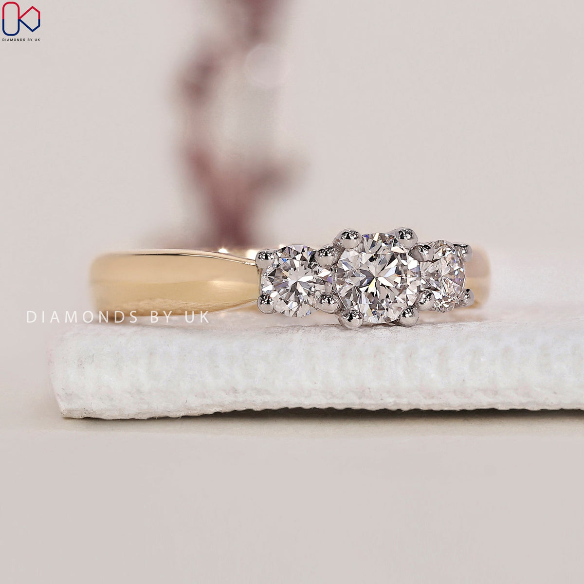 Round Cut 3 Diamond Engagement Ring