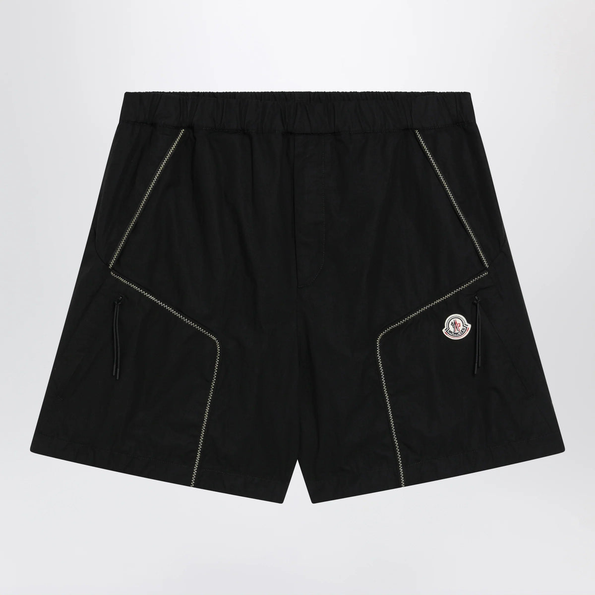 Moncler - Black cargo shorts in cotton gabardine