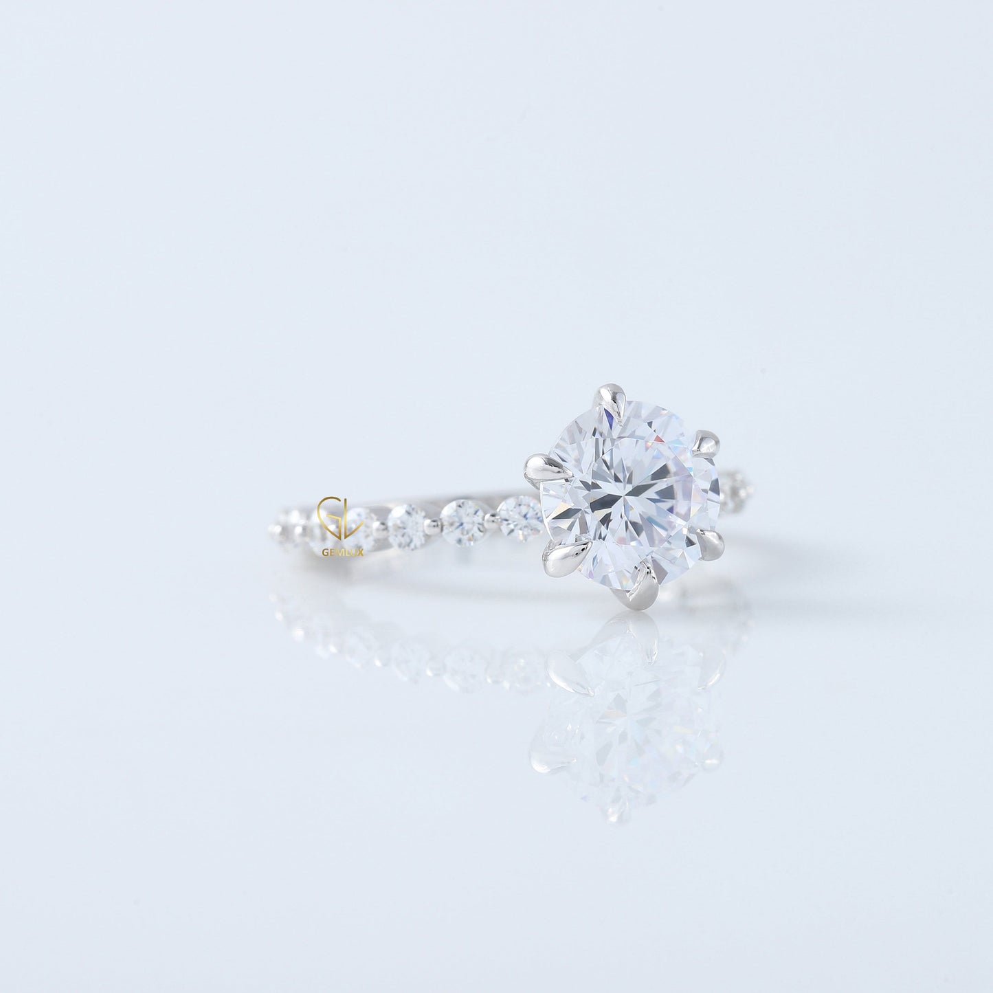 2 Ct Round Cut Lab Grown Floating Bubble Engagement Ring