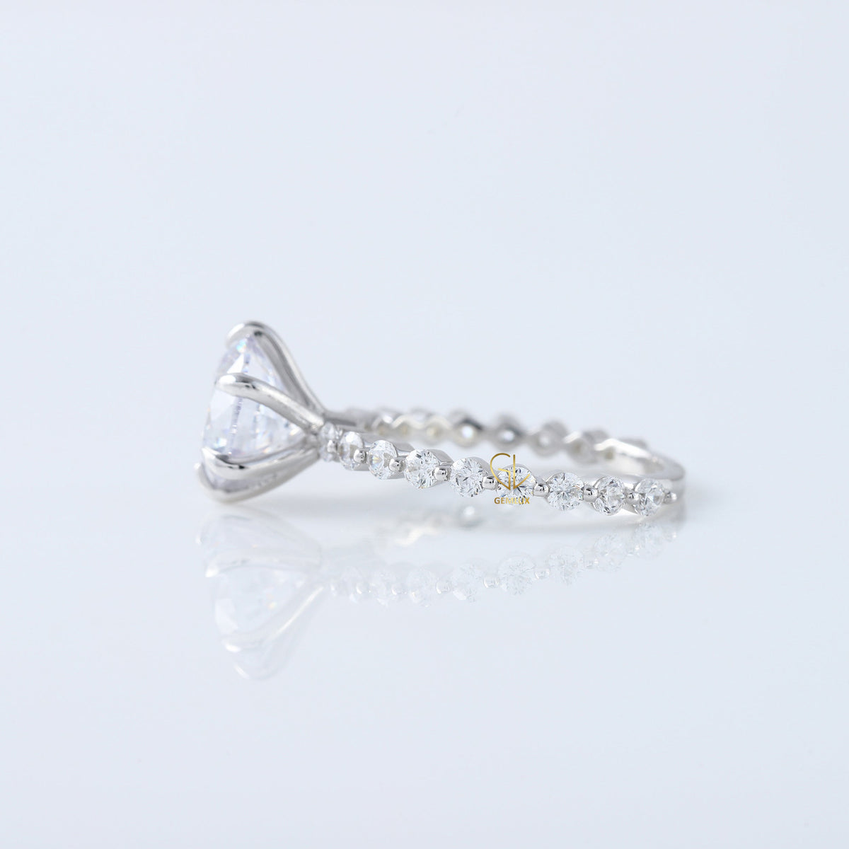 2 Ct Round Cut Lab Grown Floating Bubble Engagement Ring
