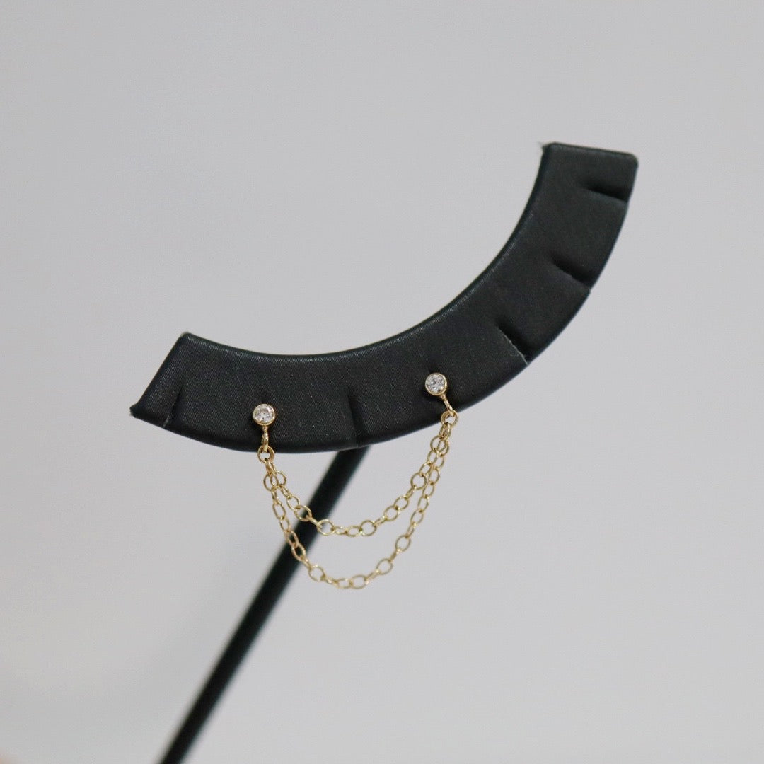 Cubic Zirconia Gemstone Stud Earring in Gold Fill / SINGLE EARRING / READY TO SHIP
