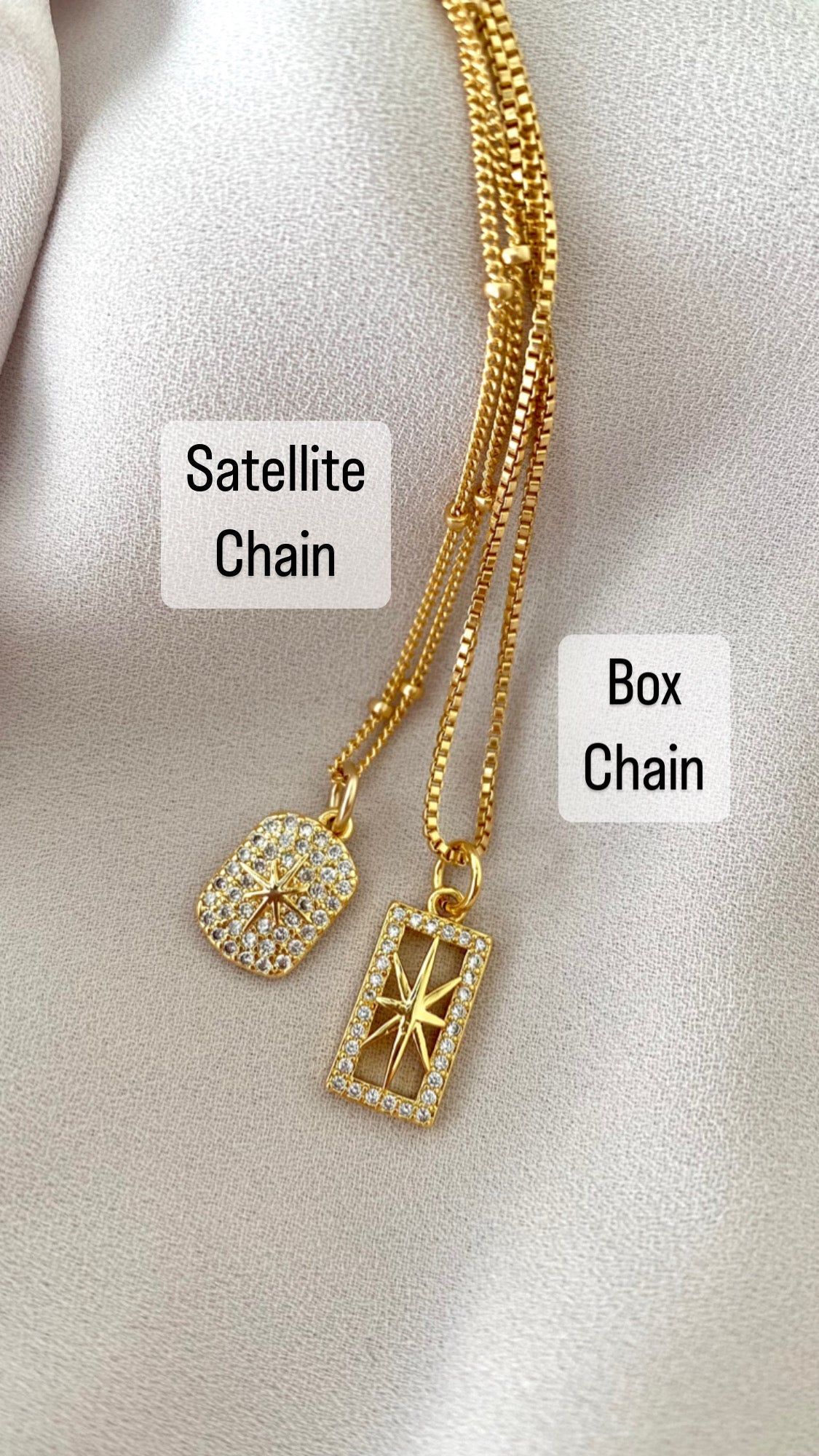 Dainty Gold Filled Star Pendant Necklace Micro Pave Jewelry Minimalist Crystal Necklaces Christmas Gift Rectangle Charm Celestial CZ Pendant