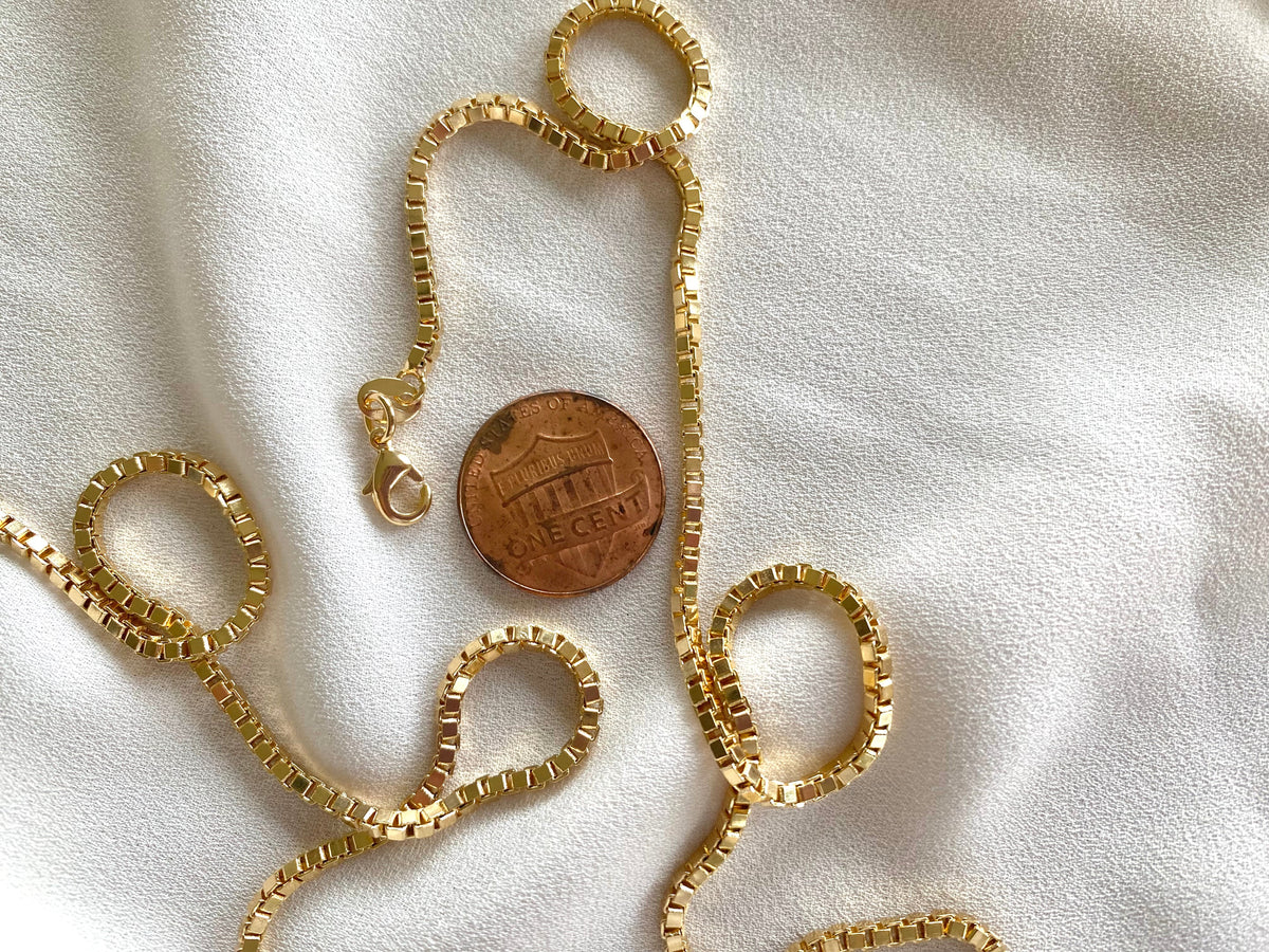 Thick Gold Filled Box Chain Necklace Layering Chains for Women Simple Minimalist Chains Wide Box Stacking Necklaces 16 to 24 inch Gift Idea