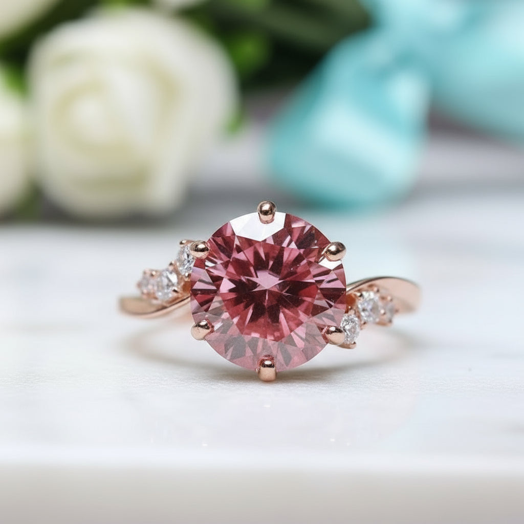 2.0 Ct Ruby Birthstone Round Cut Engagement Ring