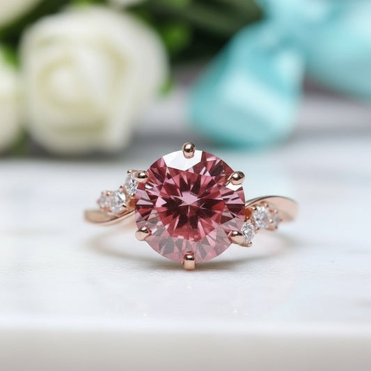 2.0 Ct Ruby Birthstone Round Cut Engagement Ring