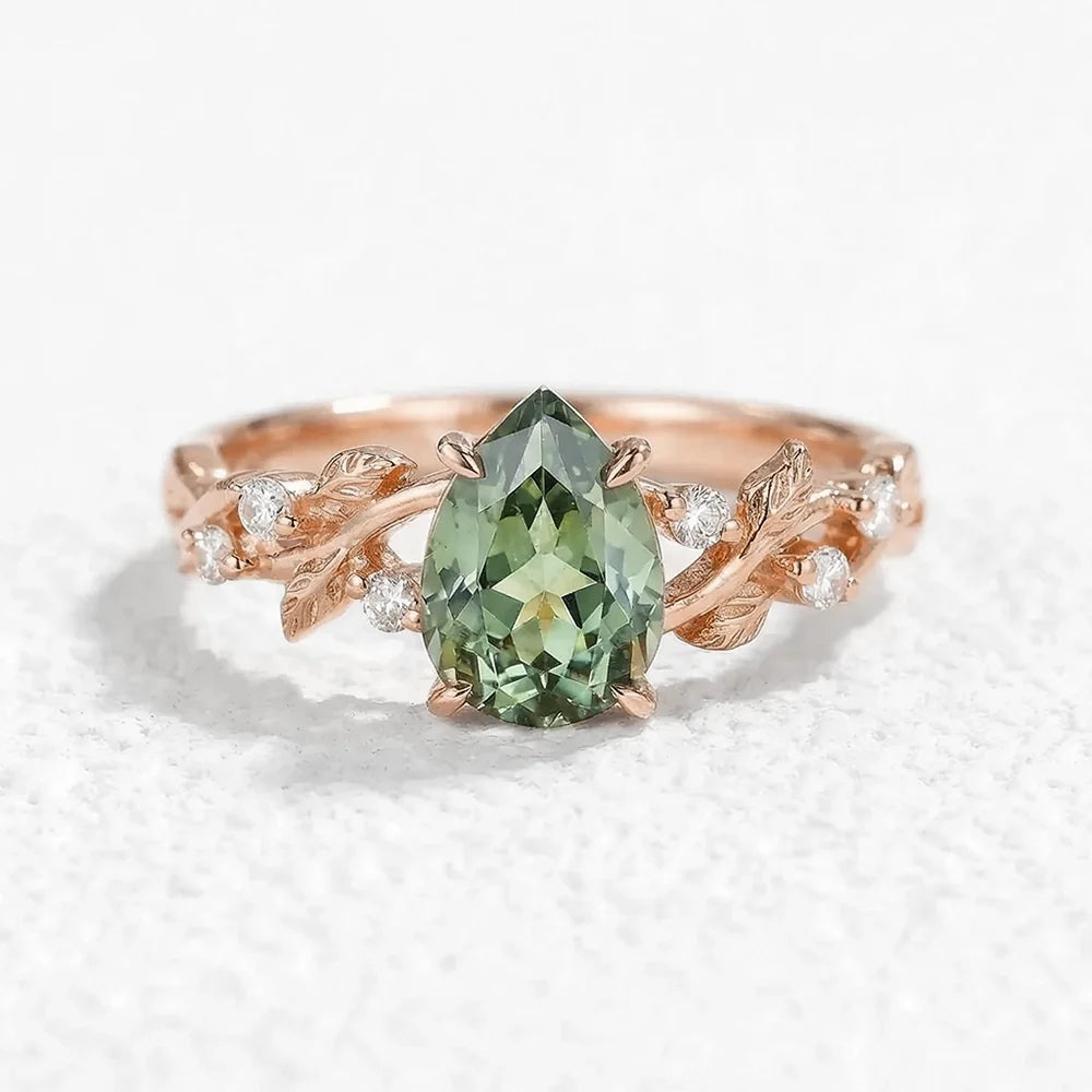 Sylvie’s Verdure | 1.3CT Green Sapphire Vine Engagement Ring