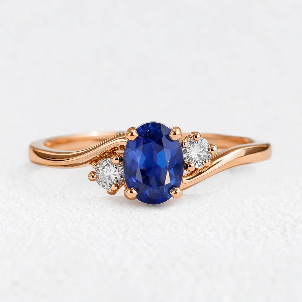 Luna's Curve | Blue Sapphire Vintage Engagement Ring