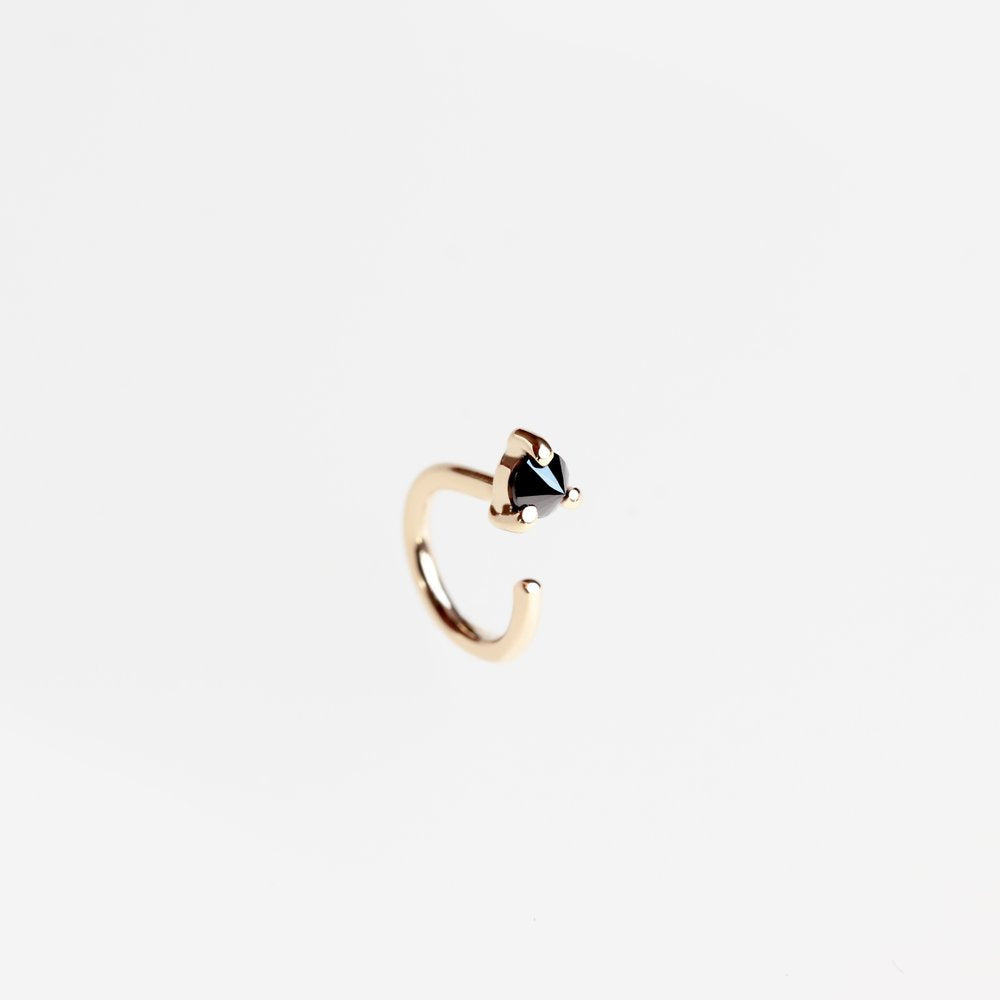 REVERSE BLACK DIAMOND GOLD HUG EARRING