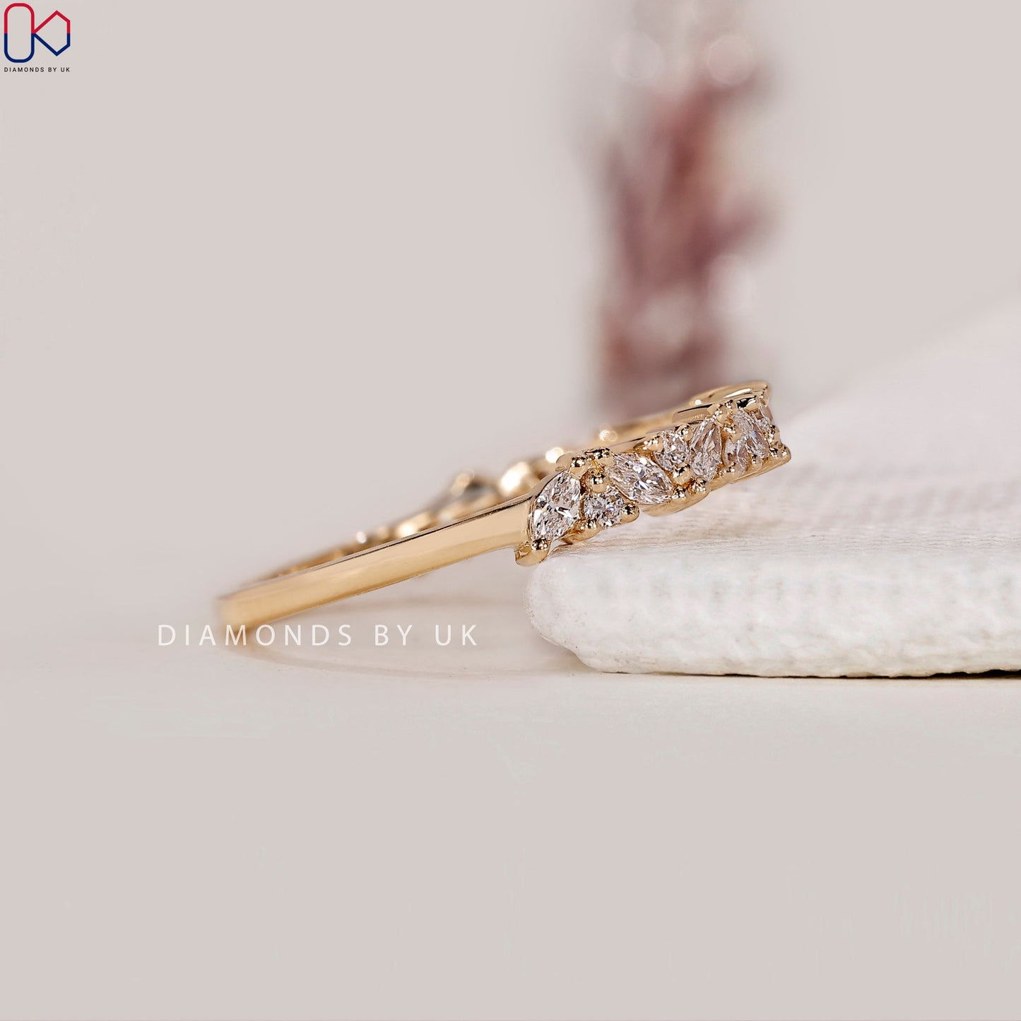 Open Gap Wedding Band In Marquise And Round Diamond