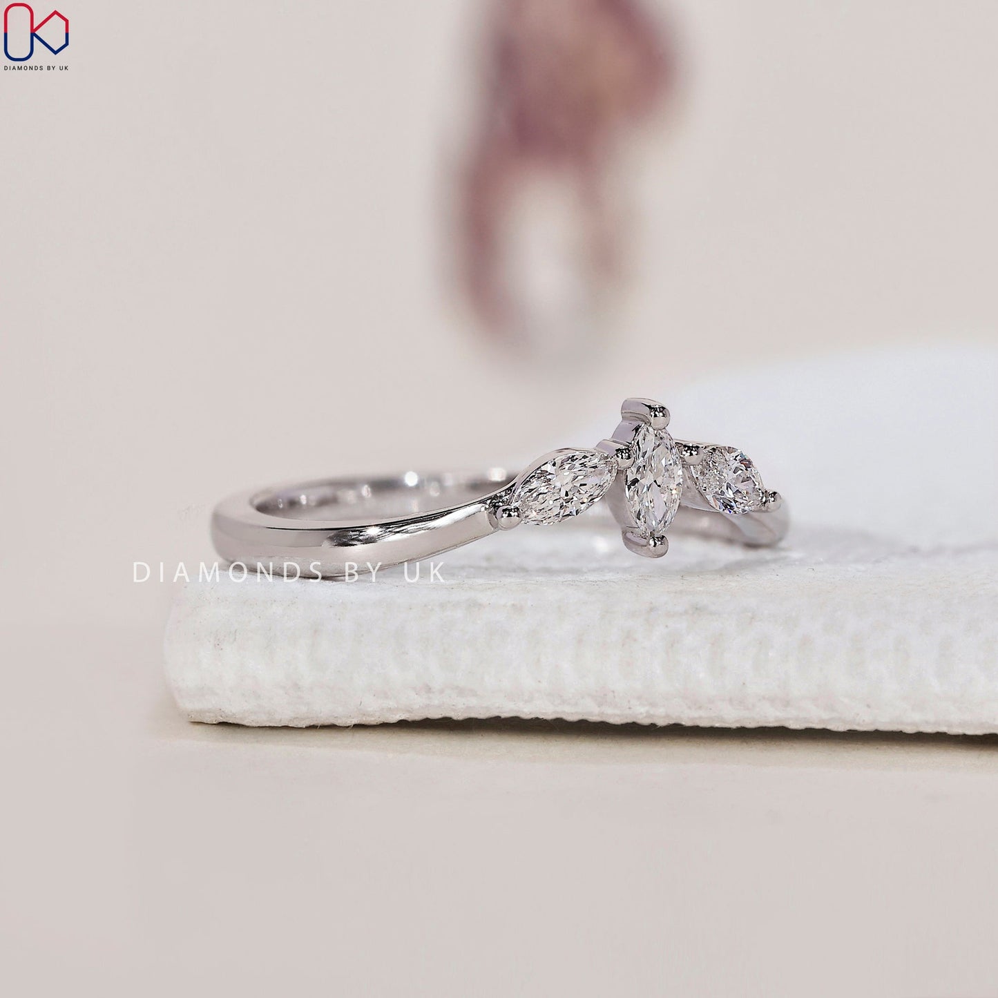 Marquise Wedding Band - 3 Stone Diamond